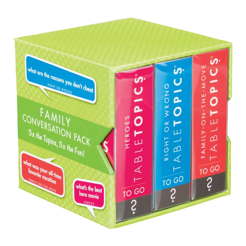 TableTopics Family Conversation Pack for Parent Child Connection, 120 Engaging Question Cards for Dinnertime, Car Rides, & Classrooms, Boxed Set of 3 Topics, Stocking Stuffer - Image 1